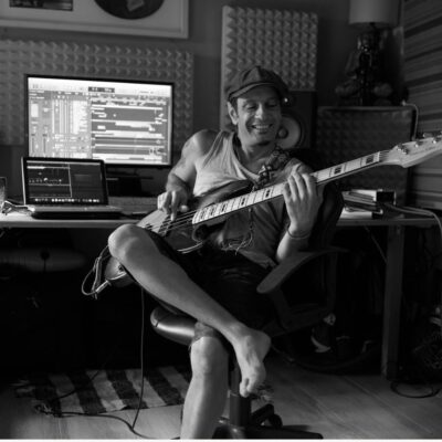 Practicing the bass line to 'Freedom'!